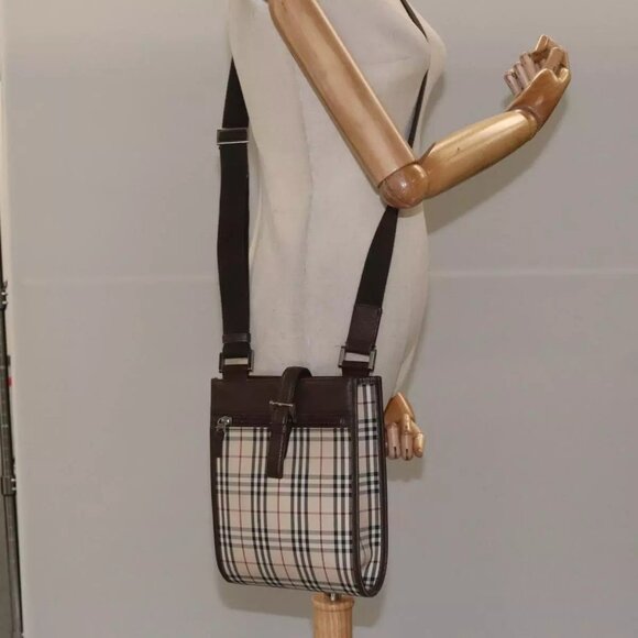 BURBERRY Nova Check Shoulder Bag Canvas Beige Auth - Picture 1 of 16